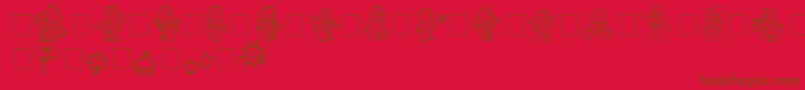 Weitere Informationen zur carebearsbyIacy-Schriftart carebearsbyIacy-Schriftart – Braune Schriften auf rotem Hintergrund