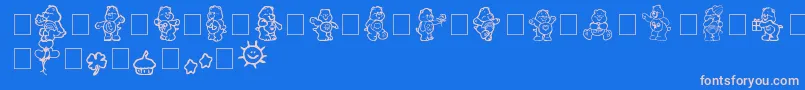 フォントcarebearsbyIacy – ピンクの文字、青い背景