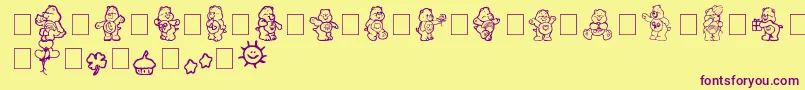 carebearsbyIacy Font – Purple Fonts on Yellow Background