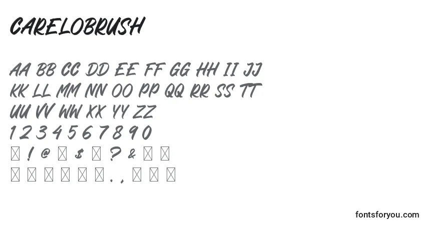 Czcionka CareloBrush – alfabet, cyfry, specjalne znaki