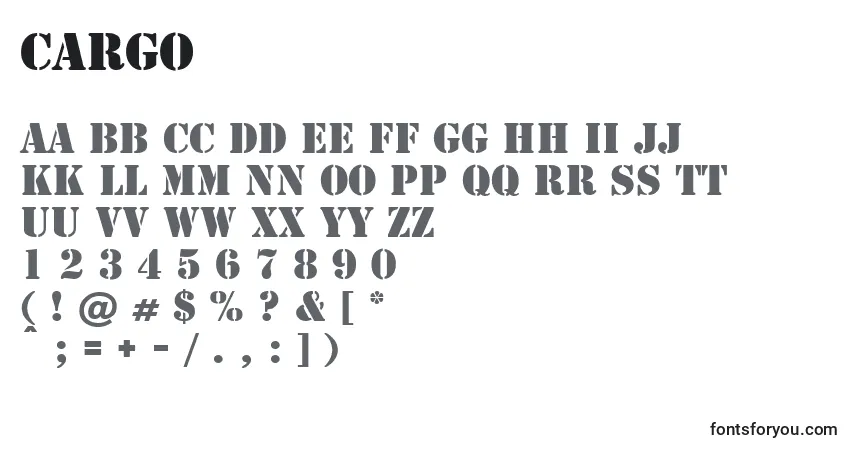 Schriftart Cargo (122837) – Alphabet, Zahlen, spezielle Symbole