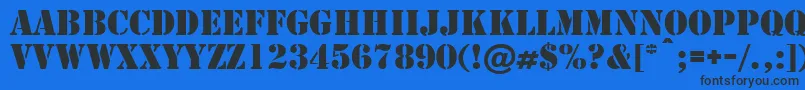 Weitere Informationen zur Cargo-Schriftart Cargo-Schriftart – Schwarze Schriften auf blauem Hintergrund