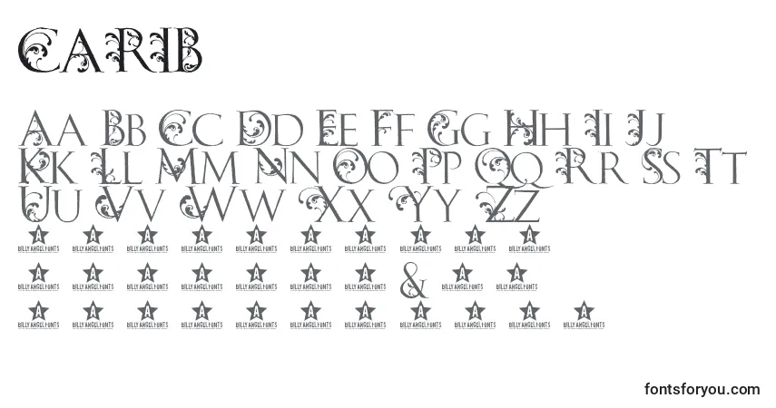 A fonte CARIB    (122838) – alfabeto, números, caracteres especiais
