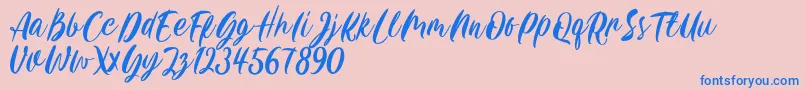 Carily DEMO VERSION-Schriftart – Blaue Schriften auf rosa Hintergrund