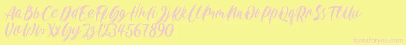 Carily DEMO VERSION-Schriftart – Rosa Schriften auf gelbem Hintergrund