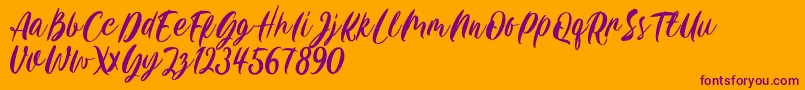 Шрифт Carily DEMO VERSION – фиолетовые шрифты на оранжевом фоне