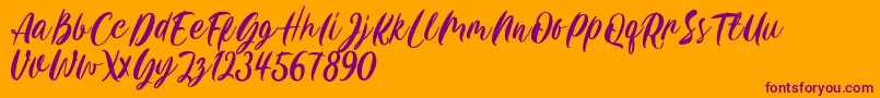 Carily DEMO VERSION-Schriftart – Violette Schriften auf orangefarbenem Hintergrund