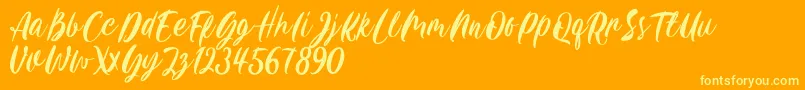 Carily DEMO VERSION Font – Yellow Fonts on Orange Background