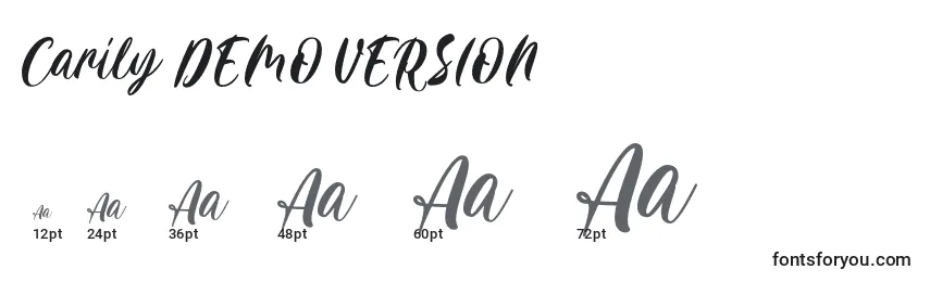 Carily DEMO VERSION Font Sizes