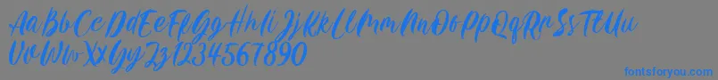 Carily DEMO VERSION-Schriftart – Blaue Schriften auf grauem Hintergrund