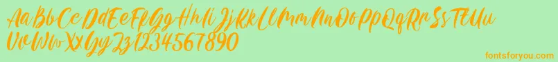 Carily DEMO VERSION Font – Orange Fonts on Green Background