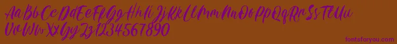 Carily DEMO VERSION-Schriftart – Violette Schriften auf braunem Hintergrund