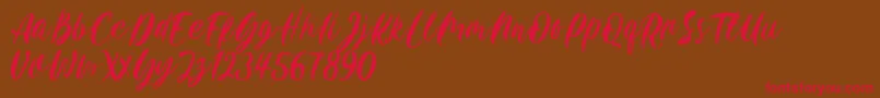 Carily DEMO VERSION Font – Red Fonts on Brown Background