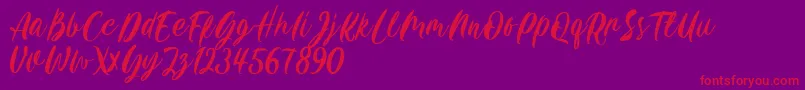 Carily DEMO VERSION-Schriftart – Rote Schriften auf violettem Hintergrund