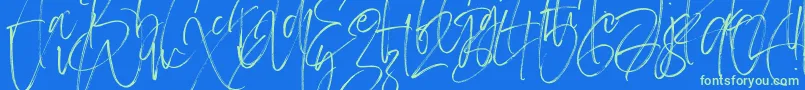 Carlinet-Schriftart – Grüne Schriften auf blauem Hintergrund