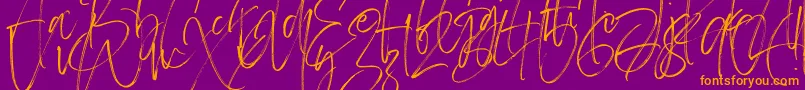 Carlinet-Schriftart – Orangefarbene Schriften auf violettem Hintergrund