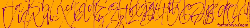 Carlinet-Schriftart – Violette Schriften auf orangefarbenem Hintergrund