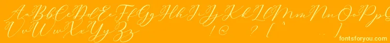 Carliste Script Demo-Schriftart – Gelbe Schriften auf orangefarbenem Hintergrund