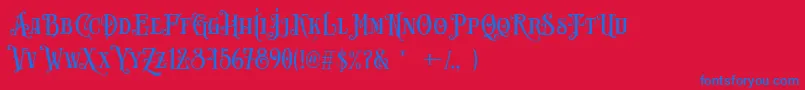 フォントCarllosta DEMO – 赤い背景に青い文字