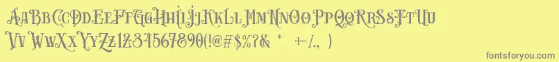 Carllosta DEMO-fontti – harmaat kirjasimet keltaisella taustalla