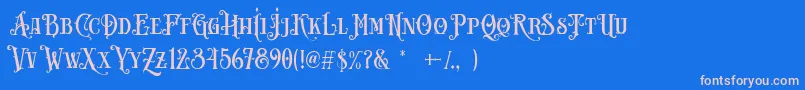 フォントCarllosta DEMO – ピンクの文字、青い背景