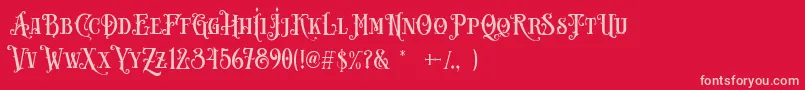 Carllosta DEMO-fontti – vaaleanpunaiset fontit punaisella taustalla