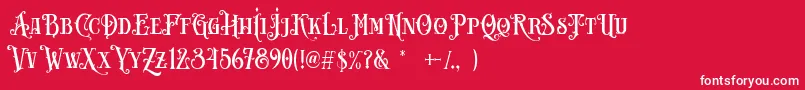 Carllosta DEMO-fontti – valkoiset fontit punaisella taustalla