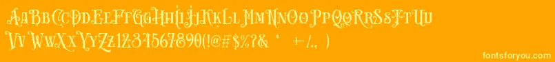Carllosta DEMO-fontti – keltaiset fontit oranssilla taustalla