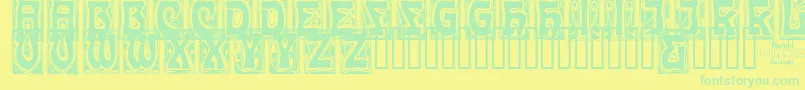 CARMC   -Schriftart – Grüne Schriften auf gelbem Hintergrund