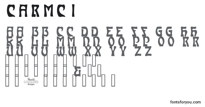 Czcionka CARMCI   (122847) – alfabet, cyfry, specjalne znaki