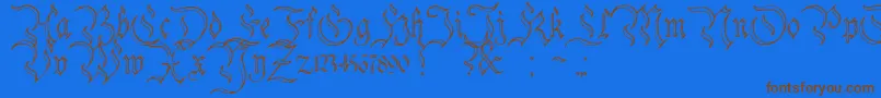 CharterwellNo3-Schriftart – Braune Schriften auf blauem Hintergrund