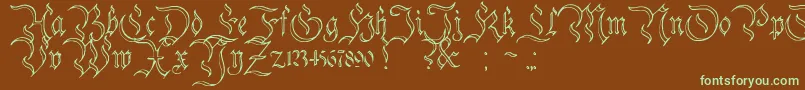 CharterwellNo3-fontti – vihreät fontit ruskealla taustalla