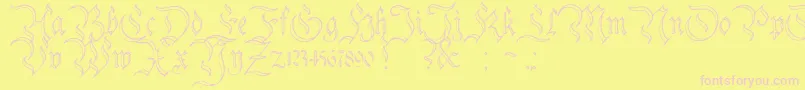 CharterwellNo3-Schriftart – Rosa Schriften auf gelbem Hintergrund