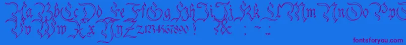 CharterwellNo3-Schriftart – Violette Schriften auf blauem Hintergrund