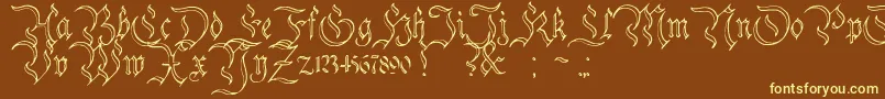 CharterwellNo3-fontti – keltaiset fontit ruskealla taustalla