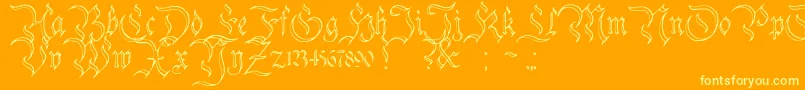 CharterwellNo3-Schriftart – Gelbe Schriften auf orangefarbenem Hintergrund