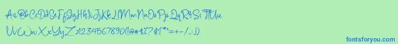 フォントCarmillos – 青い文字は緑の背景です。