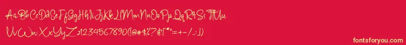 Carmillos Font – Yellow Fonts on Red Background