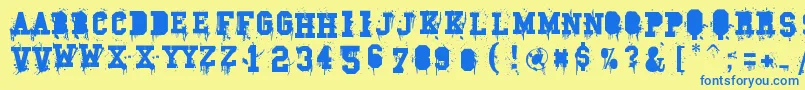 Carnage College Font – Blue Fonts on Yellow Background