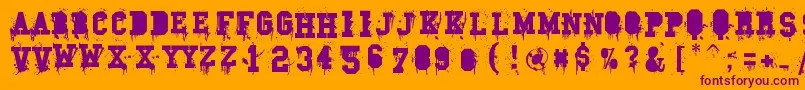 Carnage College-Schriftart – Violette Schriften auf orangefarbenem Hintergrund