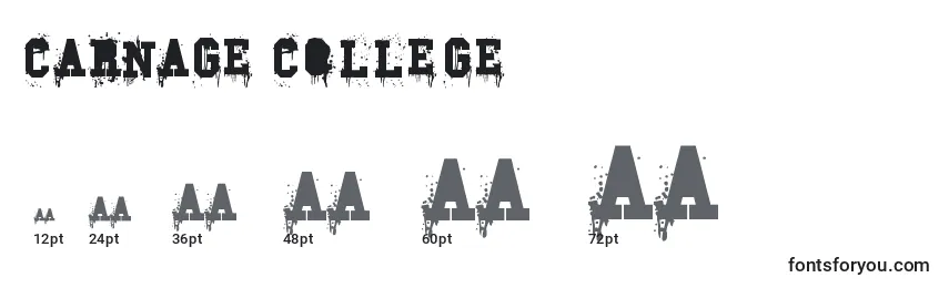 Carnage College Font Sizes
