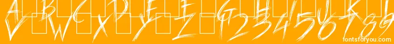 Carnaval de Mai-Schriftart – Weiße Schriften auf orangefarbenem Hintergrund