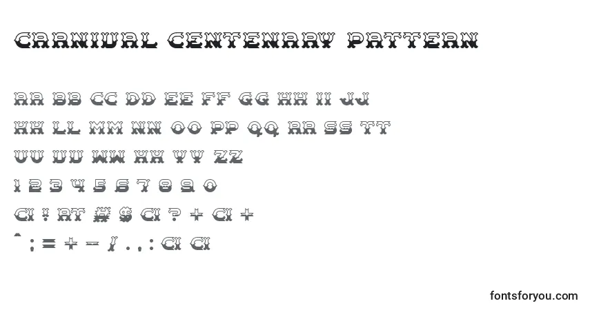Schriftart Carnival Centenary Pattern – Alphabet, Zahlen, spezielle Symbole