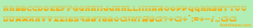 Carnival Centenary Pattern-Schriftart – Orangefarbene Schriften auf grünem Hintergrund