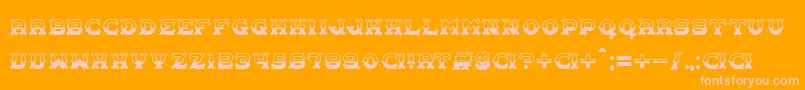 Carnival Centenary Pattern-Schriftart – Rosa Schriften auf orangefarbenem Hintergrund