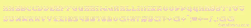 Carnival Centenary Pattern Font – Pink Fonts on Yellow Background