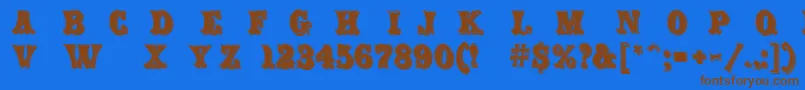 フォントCarnival Rimmed – 茶色の文字が青い背景にあります。