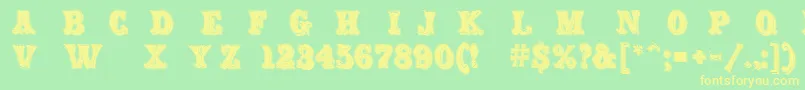 Carnival Rimmed-fontti – keltaiset fontit vihreällä taustalla