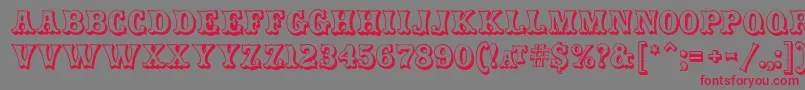 フォントCarnivalMF OpenShadow – 赤い文字の灰色の背景