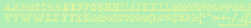 フォントCarnivalMF OpenShadow – 黄色の文字が緑の背景にあります